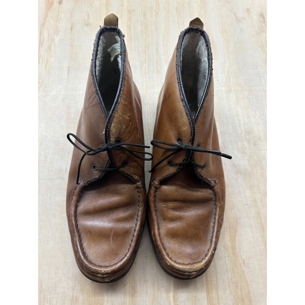 Vintage BF Goodrich Italy Leather Shearling Lined Moc Toe Chukka Boots Mens 11